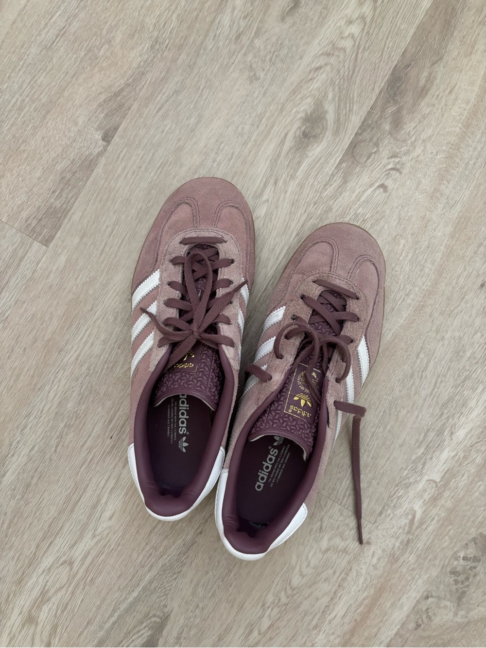 adidas Women’s Gazelle Suede Sneakers in Dusty Purple and White
